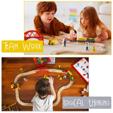 KipiPol Wooden Train Sets for Boys 2-4-7 – 38 Pcs Wood Train Set for Toddlers w/Crane, Bridge & Wooden Train Tracks – Train Toys for 3 Year Old Boys Kipipol