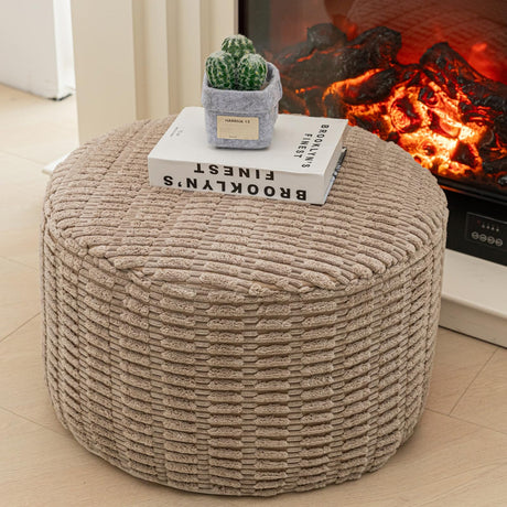 Asuprui Pouf Ottoman Stuffed Round Modern Foam Filled Ottoman Foot Rest Foot Stool Poufs for Living Room Chair Foot Stool Decorative Boho Foot Stool for Wedding Christmas Party Asuprui