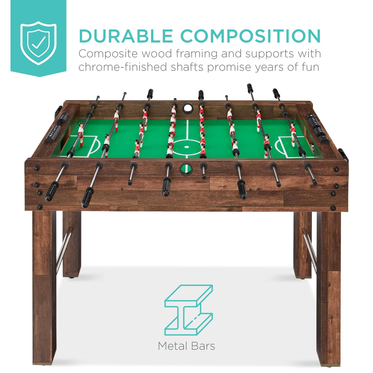 Best Choice Products 48in Competition Sized Foosball Table, Arcade Table Soccer for Home, Game Room, Arcade w/ 2 Balls, 2 Cup Holders - Walnut Best Choice Products