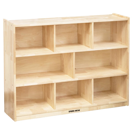 SPARK & WOW 8-Compartment Solid Wood Storage Cabinet - Toy Shelf Organizer for Kids - Shelves for Classroom - Includes Optional Wheels SPARK & WOW