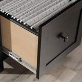 Sauder County Line L-Desk, L: 61.26" x W: 59.06" x H: 30.04", Estate Black Finish Sauder