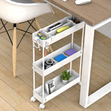 SPACELEAD Slim Storage Cart 3 Tier,Bathroom Organizer Rolling Utility, Mobile Shelving Unit Slide Out for Office, Kitchen, Laundry Room & Narrow Places,White SPACELEAD