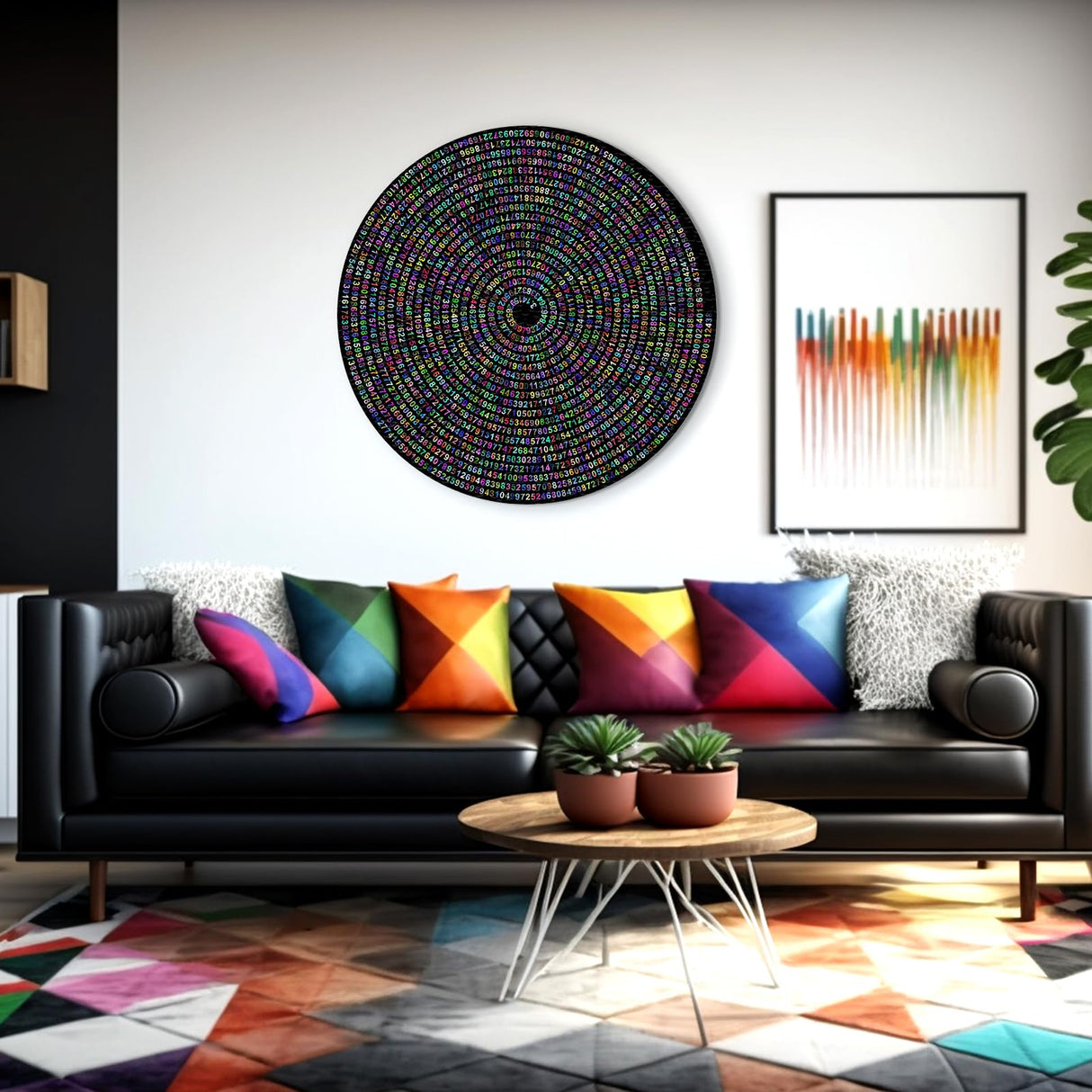 Pi π Day Puzzle for Adults 1000 Pieces, Round Rainbow Jigsaw Puzzle, Hard Impossible Puzzle by Number IdeaBazar