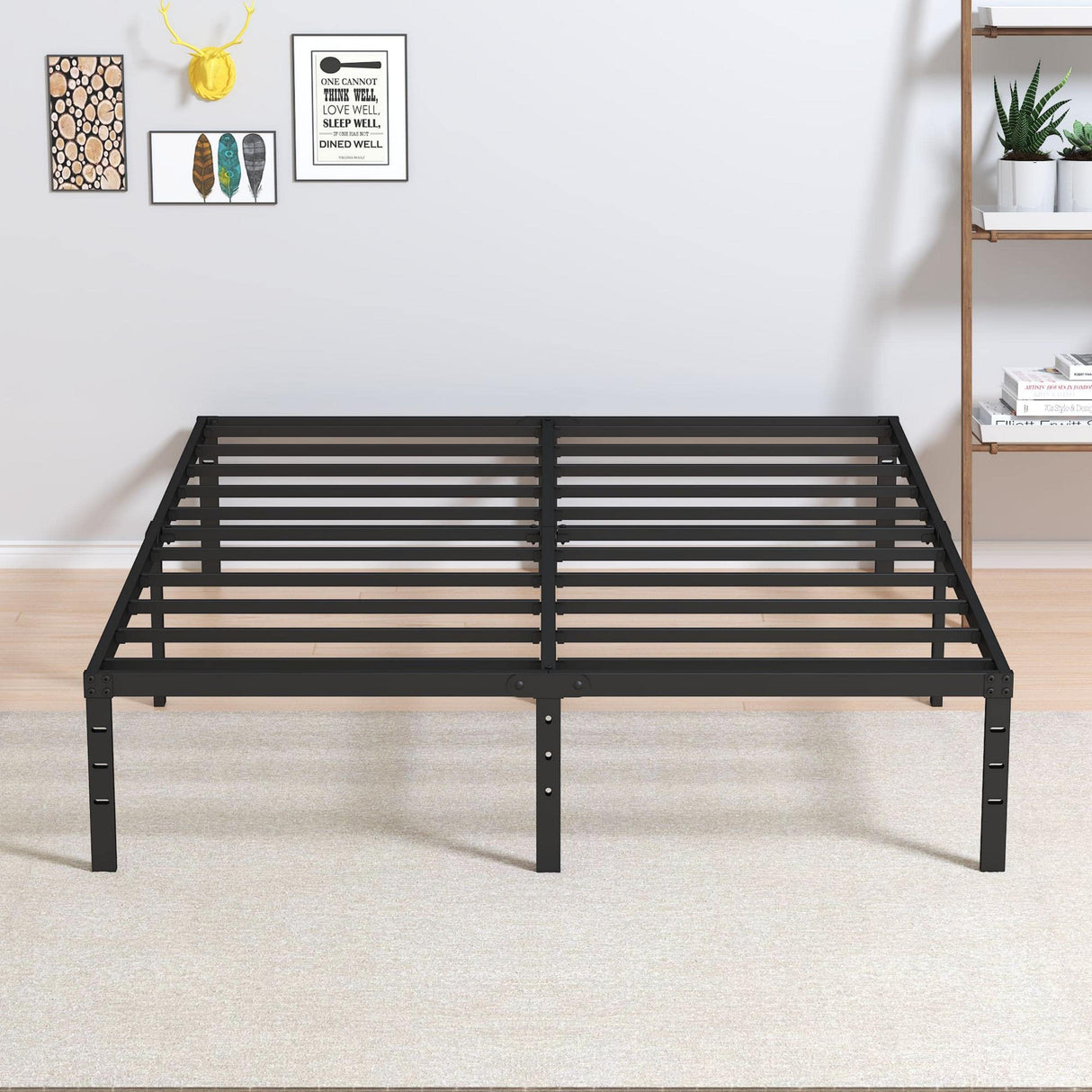 Maenizi 14 Inch Metal Bed Frame Queen Size No Box Spring Needed, Heavy Duty Platform Support Up to 3000 lbs, Easy Assembly, Noise Free, Black Maenizi