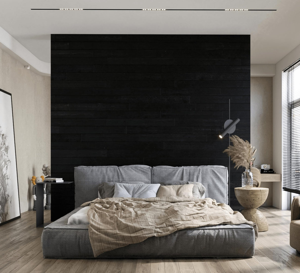 WoodyWalls Peel and Stick Wood Planks | Real Wood Wall Panels | Premium Set of 12 (19.5 sq. ft. per Box) Charcoal (Black) Woody Walls