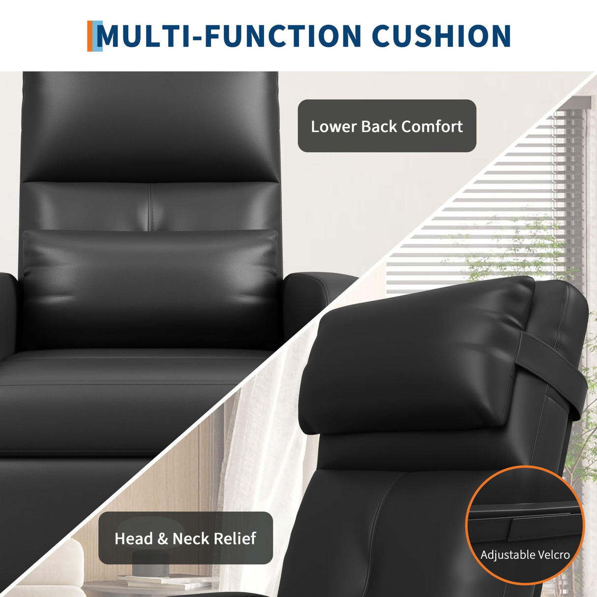 GarveeHome Power Recliner Chair with Massage and Heat, Adjustable Electric Recliner Ergonomic Overstuffed PU Leather Single Sofa, 2 Side Pockets and USB Port, Home Theater Seating for Living Room GarveeHome