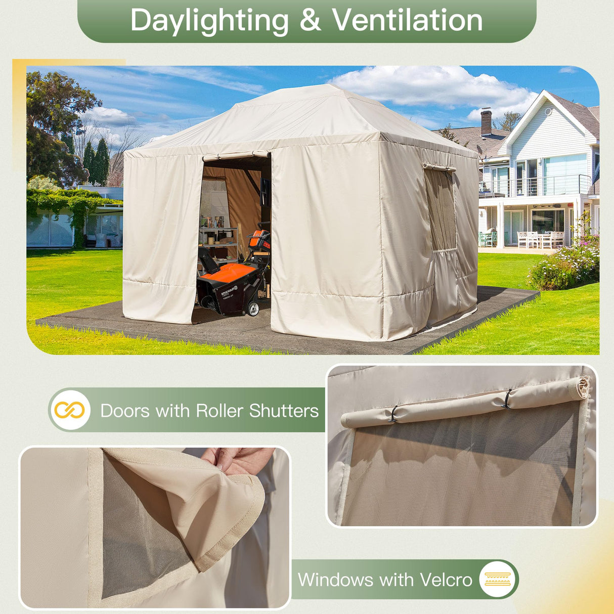 YOLENY Winter Gazebo Cover for 10×12 Hardtop Gazebo, Gazebo Accessories for All Seasons, Transform Your Gazebo for Winter, with Mesh Screens and Doors and Windows (Hardtop Gazebo Not Included) YOLENY