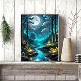 xackcme Moon Paint by Numbers for Adults - Landscape Paint by Number on Canvas Without Frame, DIY Forest Scenery Oil Painting for Gift Home Wall Decor (16x20 inch) xackcme