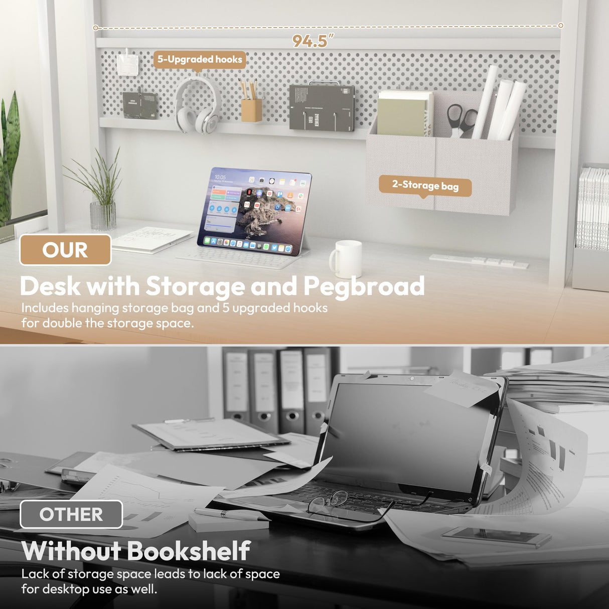 Dowinx L Shaped Desk with Pegboard and Drawers, Reversible 67” Gaming Desk with RGB Light and Power Outlet, Computer Corner Desk with Storage and Hutch for Game Office Home, White Dowinx