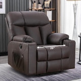 Bonzy Home Oversized Power Lift Recliner Chair for Elderly, Faux Leather Lift Chair with Heated and Massage, Extra Wide Single Sofa with 2 Cup Holders, Side Pockets, USB Port, Brown Bonzy Home