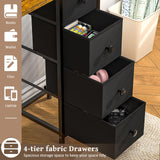 DAOUTIME Computer Desk with 4 Fabric Drawers, 35.4 Inch Small Home Office Writing Desk, Simple Table PC Desk for Small Places, Kids Girls Teen Study Writing Desk for Bedroom Dorm Rustic Brown DAOUTIME