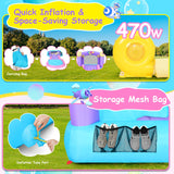 Inflatable Bounce House for Kids 3-6 with Water Slide Ball Pit Pool & 50 Ocean Balls, 5 in 1 Bouncy Castle w/ 6 Sticky Ball Dart Board Game, Basketball Hoop, Storage Bag & Blower Indoor Outdoor Party ROOJER