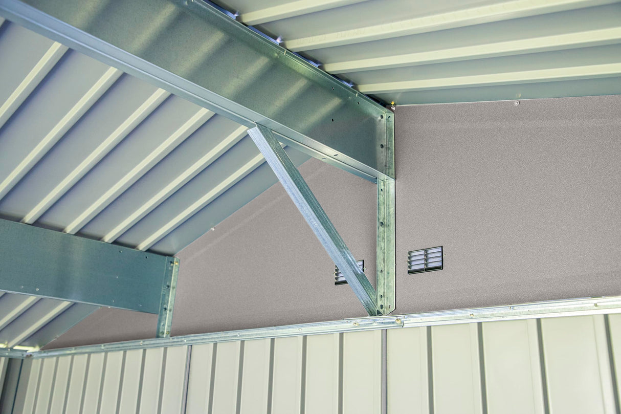 Arrow Shed Elite 10' x 12' Tall Outdoor Steel Storage Shed with High Gable and Lockable Doors Storage Building, Cool Grey Arrow