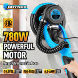 Drywall Sander, 𝟐𝟎𝟐𝟓 𝐔𝐩𝐠𝐫𝐚𝐝𝐞𝐝 Electric Drywall Sander with Vacuum Labor-Saving Back Belt，7 Variable Speed, LED Light, 900-1800RPM for Popcorn Ceiling, Wood Floor Bryner