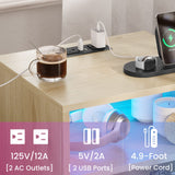 AOGLLATI Rattan Nightstand with Charging Station and LED Lights, LED Night Stand for Bedroom, Wood End Table with USB Ports, Boho Bedside Table with 2 Drawers, Natural AOGLLATI