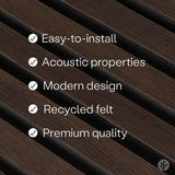 SLATPANEL Two Acoustic Wood Wall Veneer Slat Panels - Smoked Oak | 94.49” x 12.6” Each | Soundproof Paneling | Interior Sound Absorption Decor | Luxury Wood Veneer Panel | 0.78” Depth Slatpanel