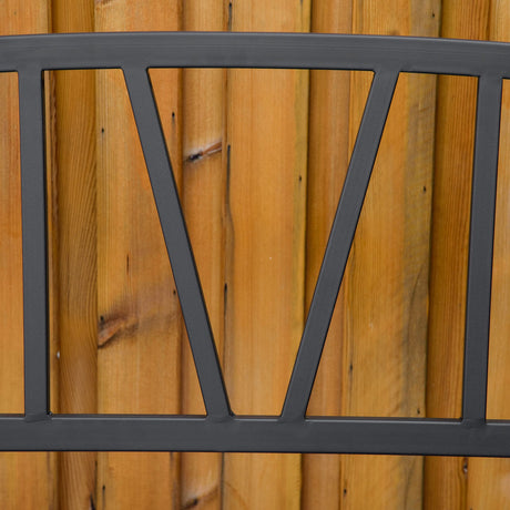 Outsunny 50" Outdoor Bench, Metal Garden Bench with V-Shaped Pattern Backrest, Porch Bench with Slatted Seat for Park, Yard, Lawn, Black Outsunny