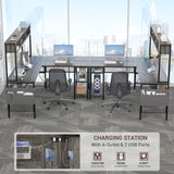 Aheaplus 55 Inch L-Shaped Gaming Desk with LED Lights & Power Outlets in Black Oak Aheaplus