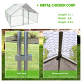 NUGRIART Large Metal Chicken Coop Walk-in Poultry Cage with Water-Resident and Anti-UV Cover Duck Rabbit Cat House Outdoor Chicken Run Pen with Spire Shaped Cage NUGRIART