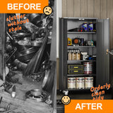 GangMei Black Metal Storage Cabinet with Wheels, 72'' Rolling Locking Garage Cabinet, 4 Adjustable Shelves, Utility Cabinet for Garage, shop, Home, Assemble Required GangMei