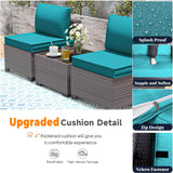 Trumbeak Patio Furniture Set with Fire Pit Table 8 Pieces Outdoor Sectional Sofa Set,PE Rattan Wicker Patio Conversation Set w/43in 55000 BTU Propane Fire Pit Table,Blue Trumbeak