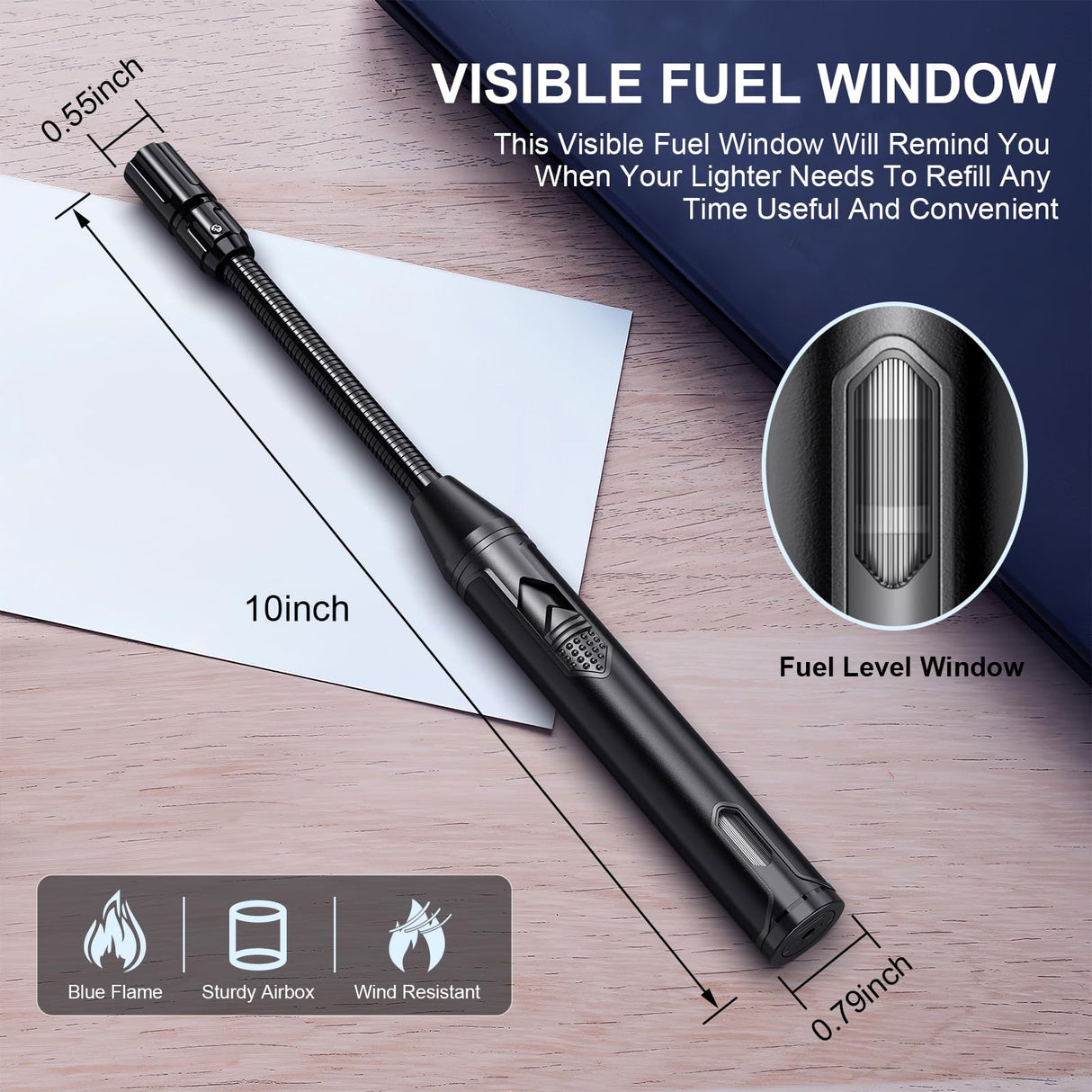 TOPKAY Torch Lighter Refillable Butane Lighter Long Flexible Neck Multipurpose Lighter for Candles Grill BBQ Fireplaces Kitchen Camping (No Prefilled) TOPKAY