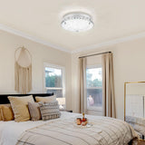 Lzawvm Crystal Ceiling Light Fixture, Flush Mount Bedroom Bathroom Hallway Light, 4000K LED Dimmable, 18W Lzawvm