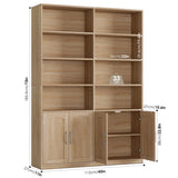 FACBOTALL Bookshelf and Bookcase with Doors, 6 Tier Double Wide Large Bookshelves, Open Display Shelves, 73'' Tall Bookcases for Home Office, Living Room, Library, Oak FACBOTALL