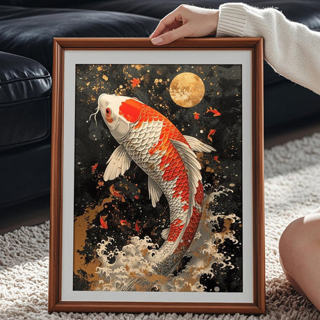 Amphol Paint by Numbers Kit for Adults, DIY Luckily Koi Fish Paint by Numbers Canvas with Brushes, Acrylic Paint, Watercolor Painting by Number Kit for Gift Home Decor - 16”x20” Amphol