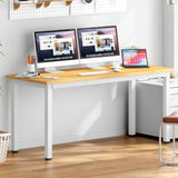 DlandHome 63 inches X-Large Computer Desk, Composite Wood Board, Decent and Steady Home Office Desk/Workstation/Table, BS1-160TW Teak and White Legs, 1 Pack DlandHome