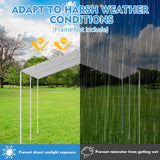 10 x 20 ft Canopy Replacement Cover for Carport, Heavy Duty Waterproof & UV Protected Garage Top Tent Shelter Tarp, Tear-Resistant Car Shed Tarpaulin Cover with 48 Ball Bungees (Cover Only) Elecoman