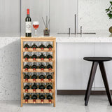VASMIA Wine Rack Free Standing Floor, 6-Tier Display Wine Storage Shelves with Table Top, 24-Bottle Bamboo Wine Rack Shelf for Kitchen Bar Dining Room Living Room, Natural VASMIA