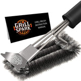 BBQ Grill Brush and Scraper 18" | Stainless Steel Cleaning Brush Accessories | Best for Weber Gas, Charcoal, Porcelain, Cast Iron, All Grilling Grates Grill Spark