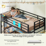 DICTAC Bunk Bed with L-Shaped Desk,5 Storage Drawers and 2 Shelves Metal Twin XL Over Twin Bunk Bed with LED Lights and Charging Station,bunk Beds with Safety Guardrail & Ladder,Space-Saving,Black DICTAC