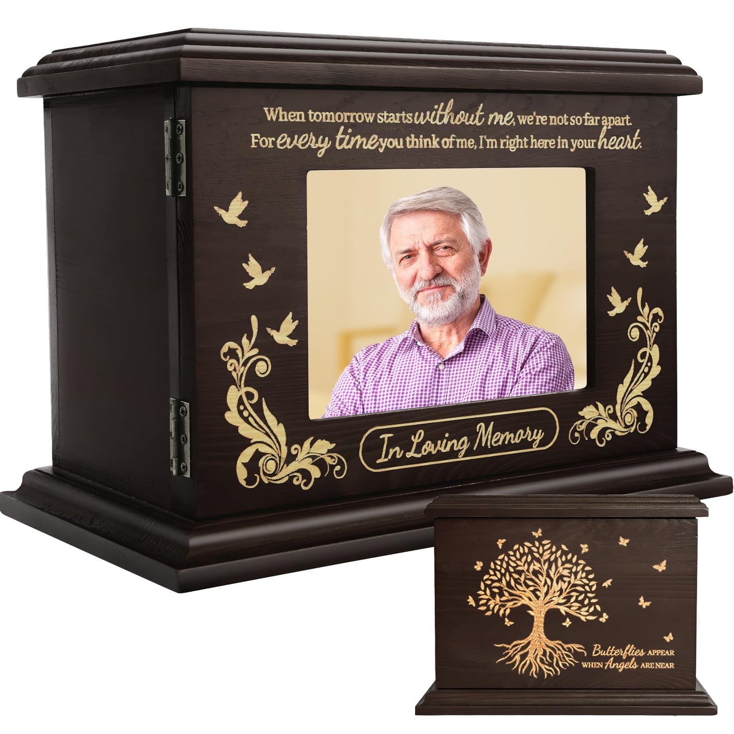 Cremation Urns for Human Ashes - Wooden Urns for Human Ashes Adult Male Female Handmade Tree of Life Urns Box and Casket for Ashes Men Women Pets Urn