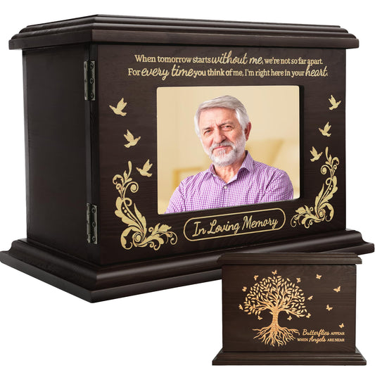 Cremation Urns for Human Ashes - Wooden Urns for Human Ashes Adult Male Female Handmade Tree of Life Urns Box and Casket for Ashes Men Women Pets Urn - WoodArtSupply