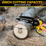 Cordless Mini Chainsaw, 1000W High Power Brushless Power Chainsaw, 2025 Upgraded 6 Inch Electric Chain Saw with 4000mAh Lithium-Ion Battery and Charger for Garden Yard Tree Branch Wood Cutting LITEKON