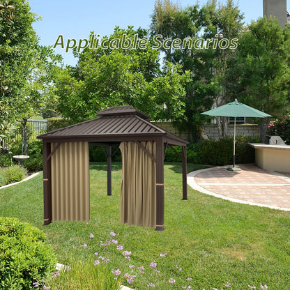 Nitocoby Gazebo Universal Replacement Privacy Curtain Panel Side Wall fits 10'x10' and 10'x12' Gazebos (Khaki, 10x10 Feet)