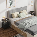 TUTOTAK End Table with Charging Station, Side Table with 1 USB & 1 USB- C type Port and Outlets, Nightstand with Cloth Drawer, Set of 2, Couch Table, Black TB01BK067 TUTOTAK