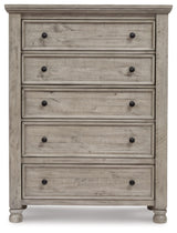 Signature Design by Ashley Harrastone Chest of Drawers, 42" W x 20" D x 56" H, Light Gray Signature Design by Ashley