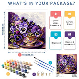Flower Paint by Numbers Kit for Adults-Paint by Number for Adults Flowers, Floral Painting by Numbers Kit on Canvas for Gift Home Wall Decor(Flower,16x16 inch) HITO