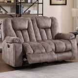 EBELLO Loveseat Recliner Sofa for Living Room, Extra Wide Modern Overstuffed 2 Seat Reclining Manual Sofa Chair, Daul Recliner with Hidden Armrest Cup Holders, Breathable Fabric, Light Brown(Loveseat) EBELLO