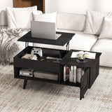Tangkula Lift Top Coffee Table with Storage, Living Room Table with Hidden Compartment, Cabinet & Open Shelf, Flip Top Center Table, Pull up Coffee Table for Home, Office (Black) Tangkula