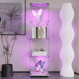 Fulocseny 4-Shelf Glass Display Cabinet White Display Case with LED Light and Glass Door Modern Curio Collection Cabinet, Floor Standing Bookshelf for Living Room Office（White 64.7"x16.7"x14.3"） Fulocseny