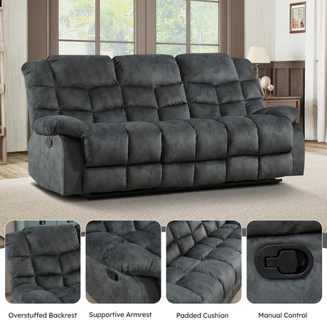 EBELLO Reclining Sofa Furniture Set, Loveseat Recliner Sofa and 3PC Bonded Manual Recliner Set for Living Room, Grey Green (Loveseat+Sofa) EBELLO