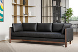 Valencia Matera 93” Black 3 Seater Full Leather Sofa | Modern Nappa Leather Couch with 2 Pillows for Living Room Furniture | Canadian Hardwood, One-Piece Curved Frame Lounge Sofa VALENCIA THEATER SEATING