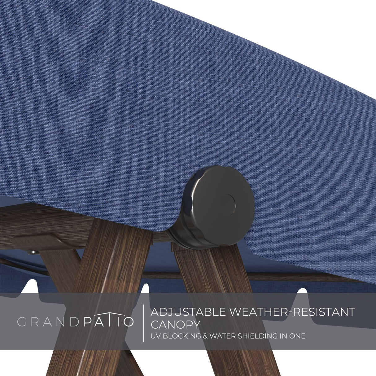 Grand Patio Porch Swing, Outdoor 2-Seat Patio Swing Chair, Adjustable Tilt Canopy, with Removable Cushion, Weather Resistant Powder Coated Painted Woodgrain Frame, Farmhouse Style-Dark Blue Grand patio