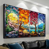 YALKIN Paint by Number for Adult Kits, DIY Four Season Trees Oil Acrylic Painting Kits for Adults Beginners on Canvas for Home Wall Decor Gifts 40x80CM/15.8x31.5in (No Frame) YALKIN