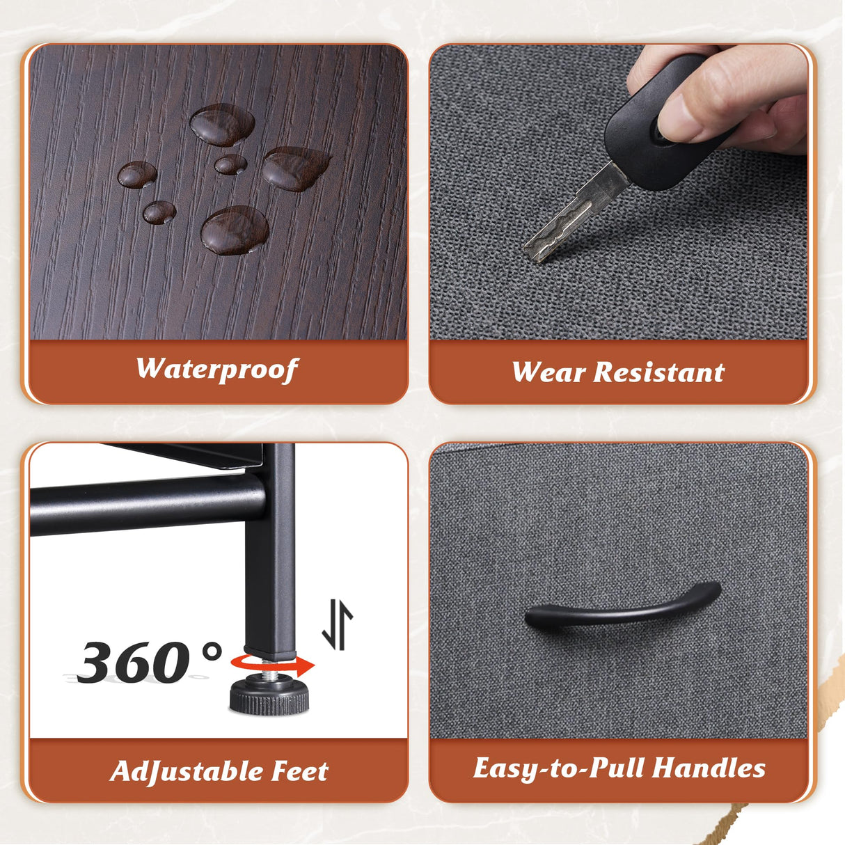 WLIVE Dresser with 4 Drawers, Storage Tower, Organizer Unit, Fabric Dresser for Bedroom, Hallway, Entryway, Closets, Sturdy Steel Frame, Wood Top, Easy Pull Handle, Dark Grey WLIVE