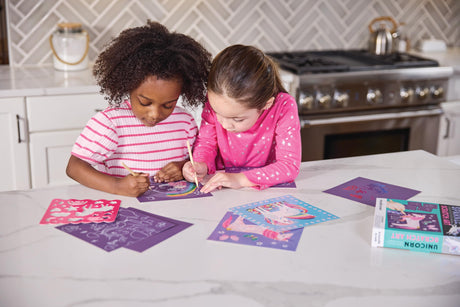 Crocodile Creek Unicorn Sparkle Scratch Art for Kids - 16-Sheet Scratch Art Set with 10 Themed Sheets, 5 Blank Sheets, Stencil, and Stylus - Thoughtful Stocking Stuffers, Gifts, Art Supplies for Kids Crocodile Creek